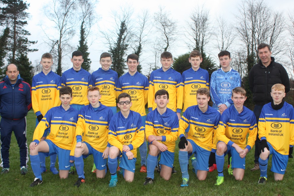 Colts U17 Squad wearing their new strip as provided by Bank of Ireland