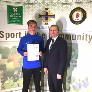 Colts' Niall Tunney receives his award 
